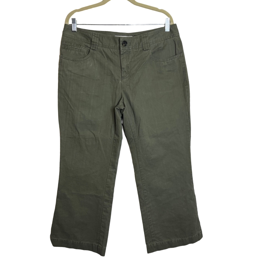 Tommy Hilfiger Womens Pants Size 12 Olive Green Low Rise Cropped Cotton